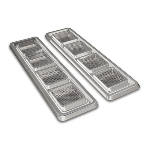 Hood Vents,Billet Aluminum,Non-Functional,with Screen Mesh Insert,Pair,Clear anodized finish