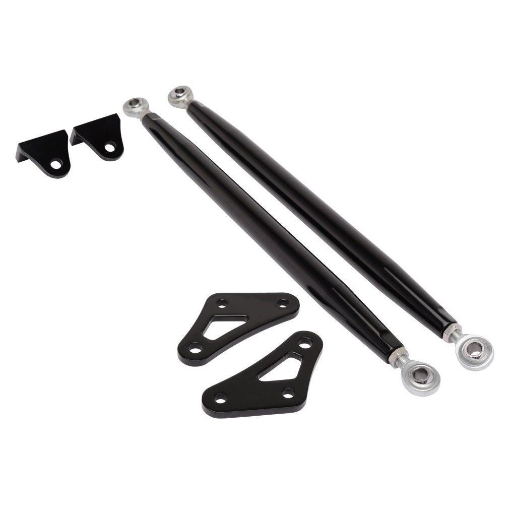 Fender Brace Kit,Billet Aluminum,67-69 Camaro,with Adjustable Rod Ends,SS Fasteners,Gloss black anodized finish