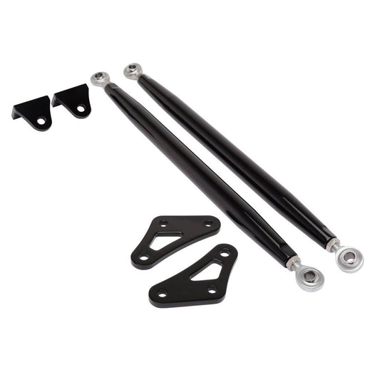 Fender Brace Kit,Billet Aluminum,67-69 Camaro,with Adjustable Rod Ends,SS Fasteners,Gloss black Fusioncoat finish