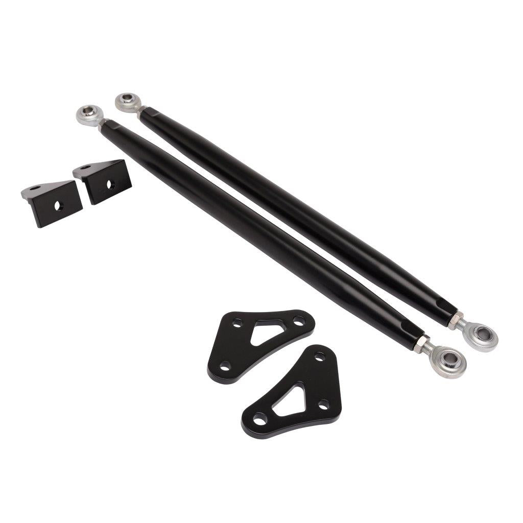 Fender Brace Kit,Billet Aluminum,67-69 Camaro,with Adjustable Rod Ends,SS Fasteners,Matte black Fusioncoat finish