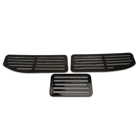 Cowl Vent Set,Aluminum,68-72 Chevelle/Monte Carlo/El Camino/GTO,with Mesh Insert,Gloss black anodized finish"