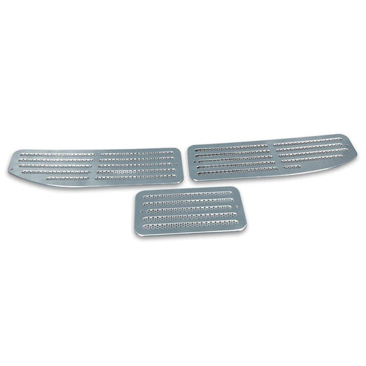 Cowl Vent Set, Aluminum, 68-72 Chevelle/Monte Carlo/El Camino/GTO, with Mesh Insert,Bright protec5ive clear coat finish"