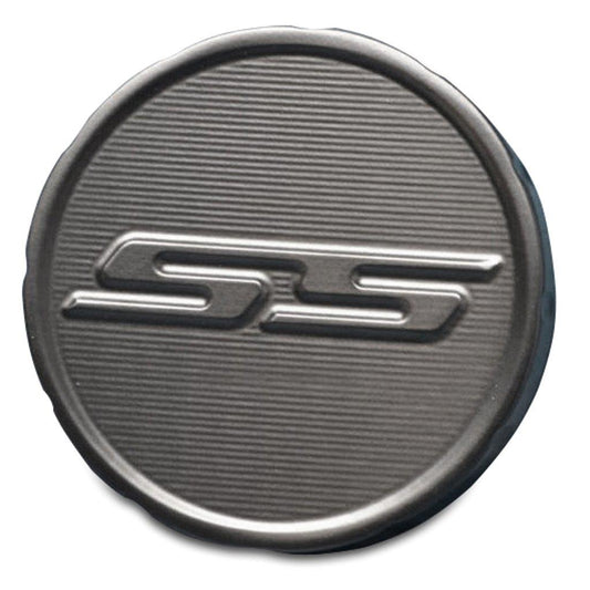 Fuel Cap,Billet Aluminum,67-68 Camaro,with SS Logo,Matte black Fusioncoat finish"