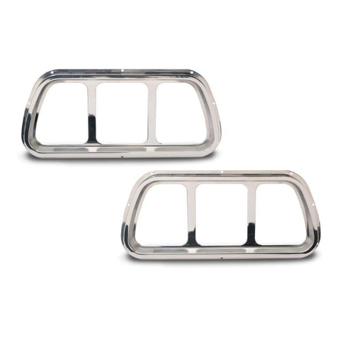 Taillight Bezels, Billet Aluminum, 71-73 Mustang, Works with Stock Lights, Pair, Bright protective clear coat finish"