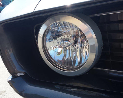 Headlight Bezels,Billet aluminum,69 Camaro,Fastens to stock headlight buckets,Smooth,Clear anodized finish