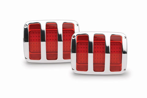 Taillight Bezel Kit,Billet Aluminum,64-66 Mustang,Includes LED Lights & HD Flasher,Clear coat