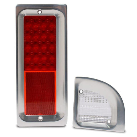 Taillight assembly,67-72 Chevy C-10,Billet aluminum bezel,With LED light,back up lense,Clear anodized,Pair