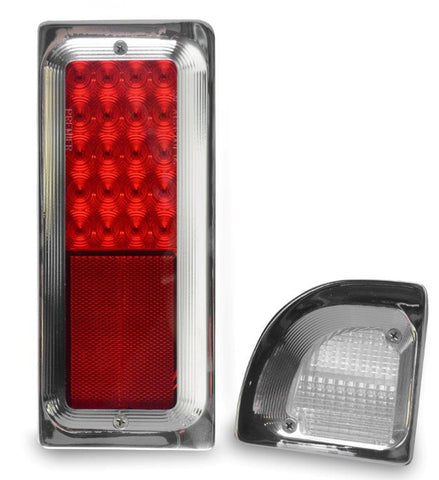 Taillight assembly,67-72 Chevy C-10,Billet aluminum bezel,With LED light,back up lense,Bright polished finish,Pair