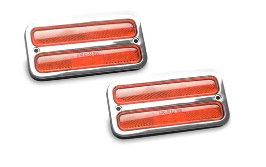 Marker light & bezel kit 67-72 Chevy C10,Includes billet aluminum bezels,Amber LED lights,Polished finish,Pair