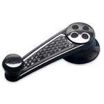 Window Cranks,Interior,Billet Aluminum,GM/Ford 1949 and up,1/2" round spline,Diamond,Black anodized,Pair