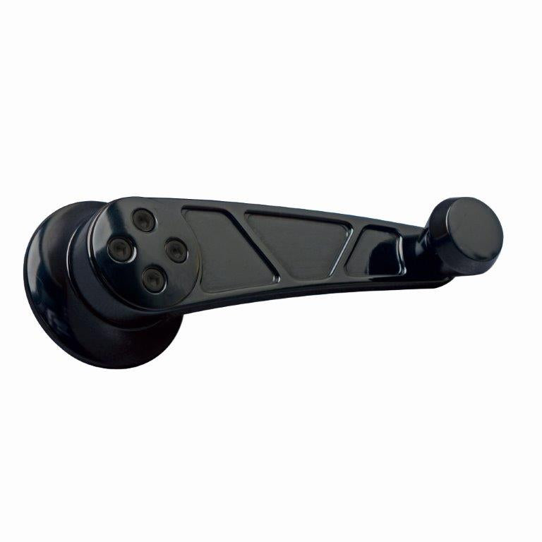 Window Cranks,Interior,Billet Aluminum,GM/Ford 1949 and up,1/2" round spline,Lightning,Black anodized,Pair