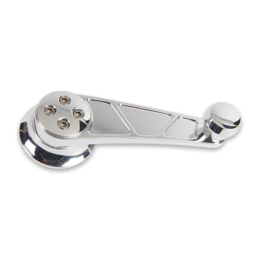 Window Cranks,Interior,Billet Aluminum,GM/Ford 1949 and up,1/2" round spline,Lightning,Chrome,Pair