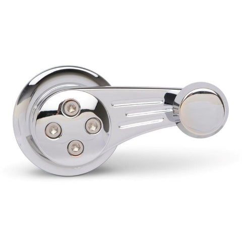 Vent Window Crank,Billet Aluminum,GM/Ford 1949 and up,1/2" round spline,Ball milled style,Chrome,Pair