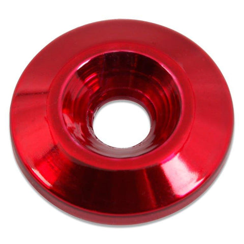 Countersunk Washer,Billet Aluminum,1/4" Hole,1-1/4" Outside Diameter,Bright red Fusioncoat finish"