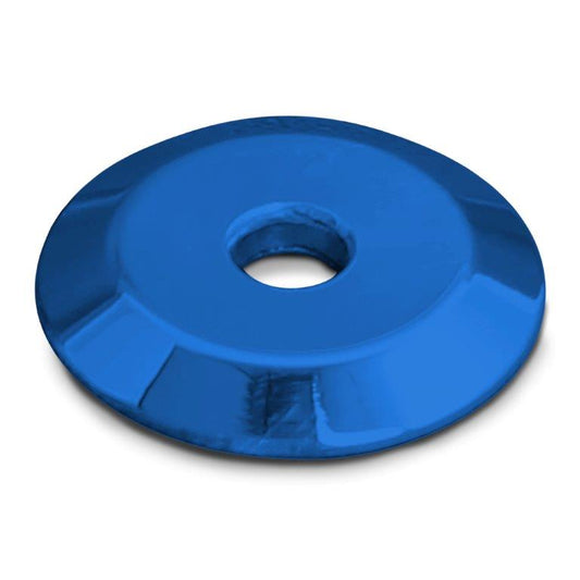 Upholstery Washer, Billet Aluminum,1/4" Hole, 1" Outside Diameter, Bright blue Fusioncoat finish"