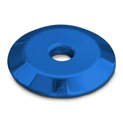 Upholstery Washer, Billet Aluminum,1/4" Hole, 1" Outside Diameter, Bright blue Fusioncoat finish"