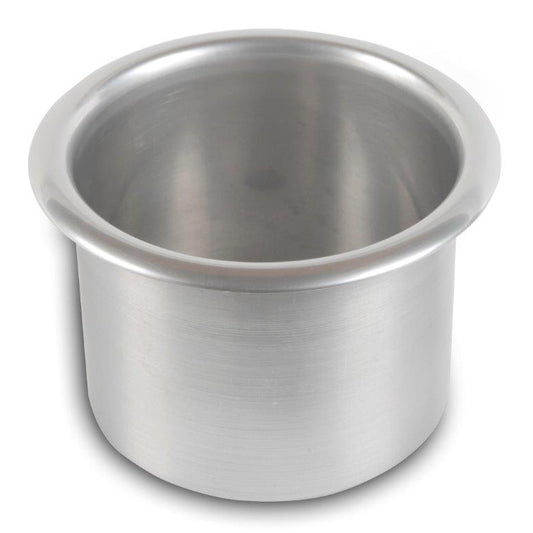 Drink Holder,Spun Aluminum,Large,Fits In 3-3/4" Hole,2-7/8" Deep,4-3/8" Flange,Clear anodized finish"