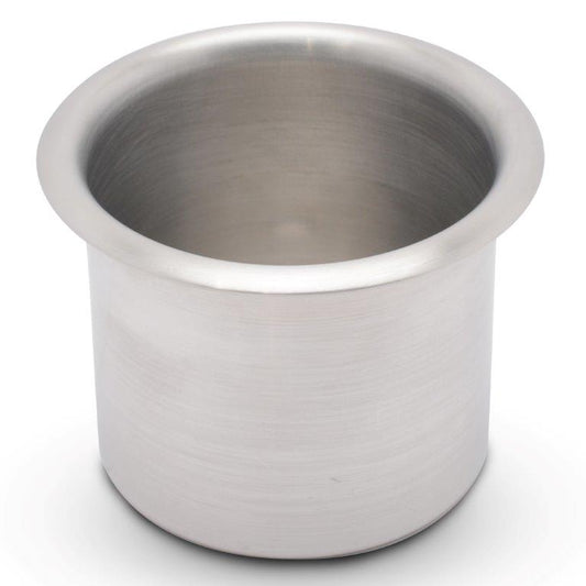 Drink Holder,Spun Aluminum,Large,Fits In 3-3/4" Hole,2-7/8" Deep,4-3/8" Flange,Raw machined finish"