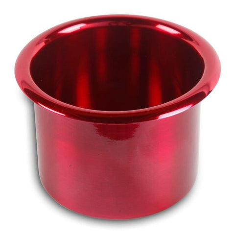 Drink Holder,Spun Aluminum,Large,Fits In 3-3/4" Hole,2-7/8" Deep,4-3/8" Flange,Bright red Fusioncoat finish"