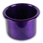 Drink Holder, Spun Aluminum, Medium, Fits In 3-3/8" Hole, 3" Deep, 4-3/16" Flange, Bright purple Fusioncoat finish"