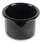 Drink Holder,Spun Aluminum,Small,Fits In 3" Hole,2-7/8" Deep,3-3/4" Flange,Gloss black Fusioncoat finish"