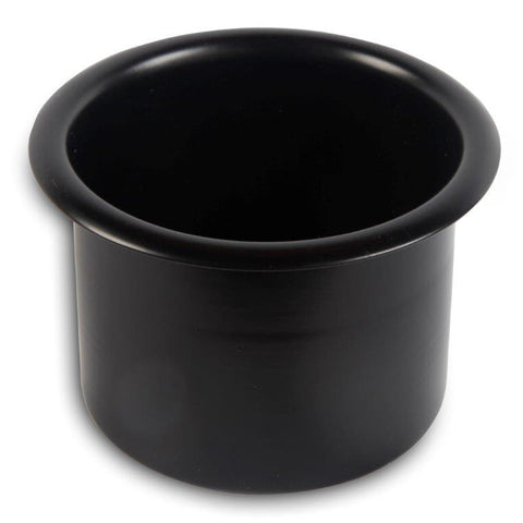 Drink Holder,Spun Aluminum,Small,Fits In 3" Hole,2-7/8" Deep,3-3/4" Flange,Matte black Fusioncoat finish"