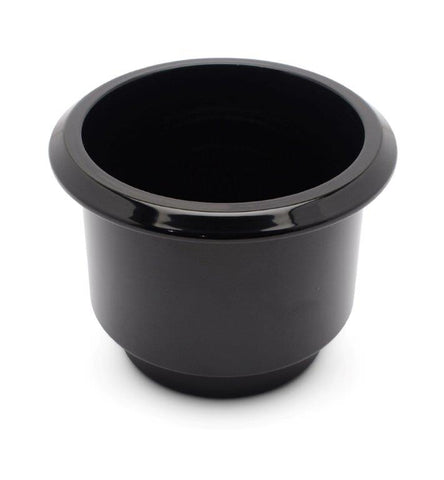 Drink Holder,Billet Aluminum,Large,Fits In 3-3/4" Hole,3-1/8" Deep,4-1/2" Flange,Gloss black anodized finish"