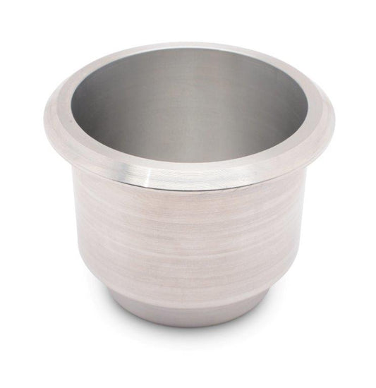 Drink Holder,Billet Aluminum,Large,Fits In 3-3/4" Hole,3-1/8" Deep,4-1/2" Flange,Raw machined finish"