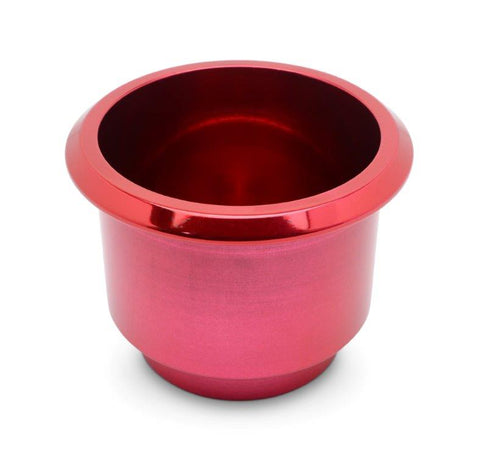 Drink Holder, Billet Aluminum, Large, Fits In 3-3/4" Hole, 3-1/8" Deep, 4-1/2" Flange, Bright red Fusioncoat finish"