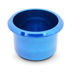 Drink Holder,Billet Aluminum,Medium,Fits In 3-3/8" Hole,2-13/16" Deep,4-1/8" Flange,Bright blue Fusioncoat finish"