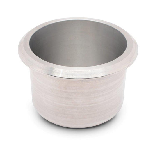 Drink Holder,Billet Aluminum,Medium,Fits In 3-3/8" Hole,2-13/16" Deep,4-1/8" Flange,Raw machined finish"