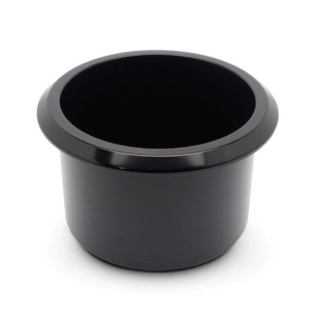 Drink Holder,Billet Aluminum,Medium,Fits In 3-3/8" Hole,2-13/16" Deep,4-1/8" Flange,Matte black Fusioncoat finish"