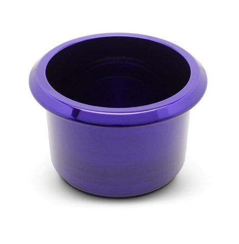 Drink Holder,Billet Aluminum,Medium,Fits In 3-3/8" Hole,2-13/16" Deep,4-1/8" Flange,Bright purple Fusioncoat finish"