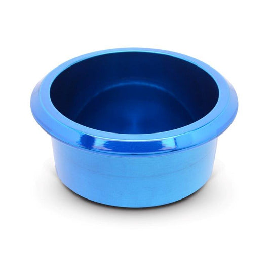 Drink Holder, Billet Aluminum, Small, Short, Fits In 3" Hole, 1-1/2" Deep, 3-1/2" Flange, Bright blue Fusioncoat finish"