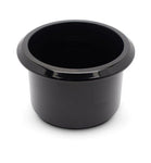 Drink Holder,Billet Aluminum,Small,Fits In 3" Hole,2-5/8" Deep,3-1/2" Flange,Gloss black anodized finish"