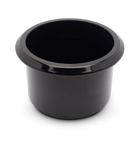 Drink Holder,Billet Aluminum,Small,Fits In 3" Hole,2-5/8" Deep,3-1/2" Flange,Gloss black Fusioncoat finish"