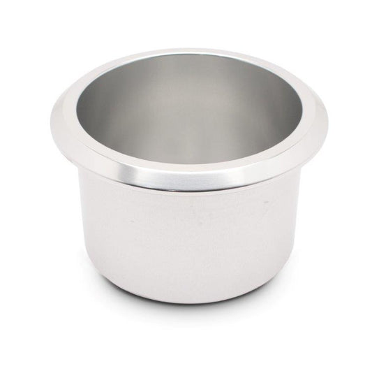 Drink Holder,Billet Aluminum,Small,Fits In 3" Hole,2-5/8" Deep,3-1/2" Flange,Clear anodized finish"