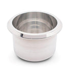 Drink Holder,Billet Aluminum,Small,Fits In 3" Hole,2-5/8" Deep,3-1/2" Flange,Bright polished finish"