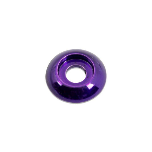 Accent washer,Plain,Billet aluminum,#10 Hole,3/4" Outside diameter,For button head fastener,Bright purple Fusioncoat fin