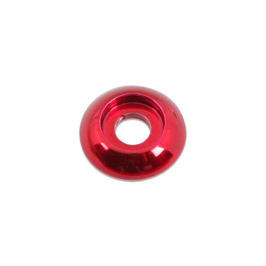 Accent washer,Plain,Billet aluminum,#10 Hole,3/4" Outside diameter,For button head fastener,Bright red Fusioncoat finish