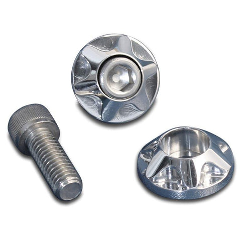 Lightning washer,Billet aluminum,#10 Hole,5/8" Outside diameter,For socket cap allen head fastener,Bright clear coat fin