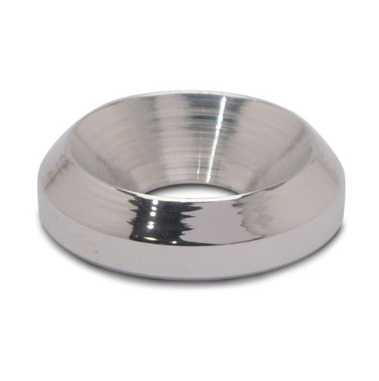 Washer,Slimline countersunk,Billet aluminum,#10 Hole,1/2" Outside diameter,For flat head fastener,Bright polished finish