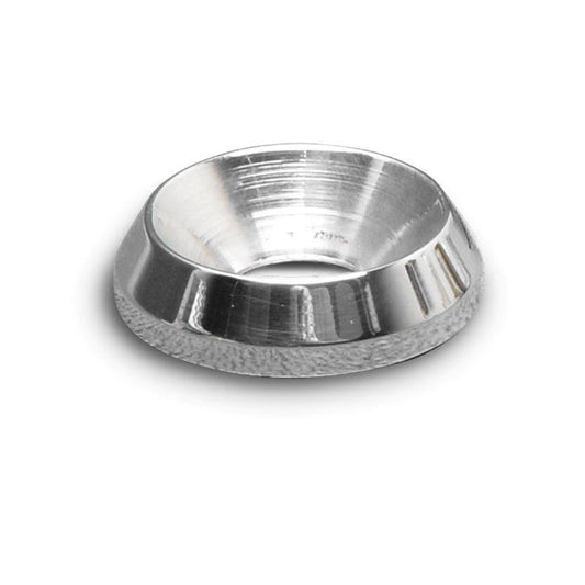 Washer,Slimline countersunk,Billet aluminum,1/4" Hole,3/4" Outside diameter,For flat head fastener,Bright polished finis