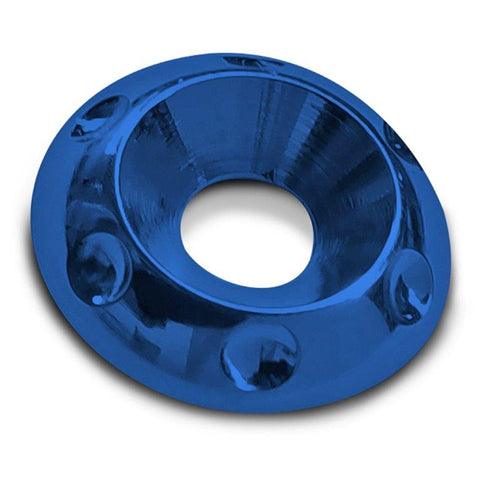 Accent washer,Countersunk,Billet aluminum,#10 Hole,3/4" outside diameter,For flat head fastener,Bright blue Fusioncoat f