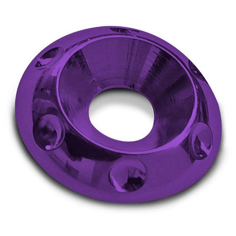 Accent washer,Countersunk,Billet aluminum,#10 Hole,3/4" outside diameter,For flat head fastener,Bright purple Fusioncoat