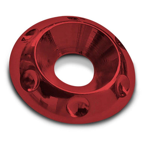 Accent washer,Countersunk,Billet aluminum,#10 Hole,3/4" outside diameter,For flat head fastener,Bright red Fusioncoat fi