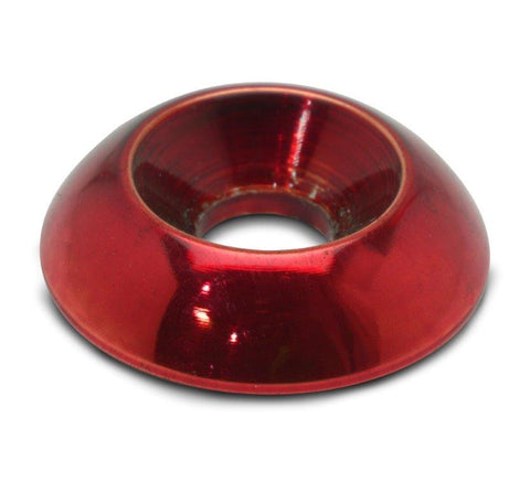 Accent washer,Plain countersunk,Billet aluminum,#10 Hole,3/4" Outside diameter,For flat head fastener,Bright red Fusionc
