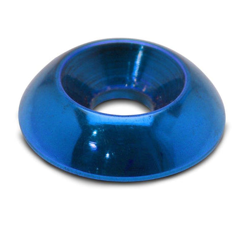 Accent washer,Plain countersunk,Billet aluminum,1/4" Hole,7/8" Outside diameter,For flat head fastener,Bright blue Fusio