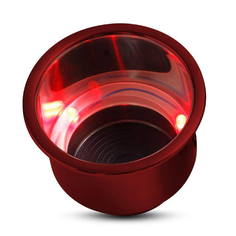 Drink Holder,Stainless steel,Red LED lights,Fits in 3-5/8" hole,3-3/16" deep,4-1/4" flange,Bright red