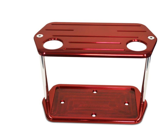 Battery Box,Billet Aluminum,Universal,Ball Milled Full Top,For Optima D51 Battery,Bright red Fusioncoat finish"